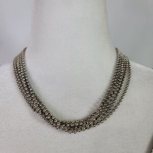 Kien  layered beaded ball chain Lobster claw clasp necklace
